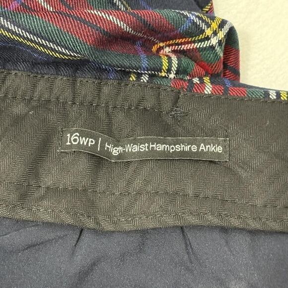 Talbots Pants Womens 16WP Plaid Navy Red High-Waist Hampshire Ankle Wool Blend - Picture 3 of 6